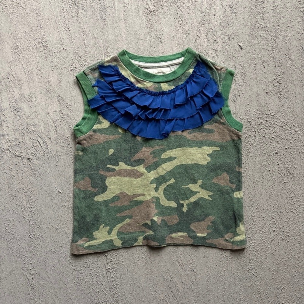 Go To Hollywood Tank Top Medium 130cm Green Camo Japan BabyTee Denim Dungaree